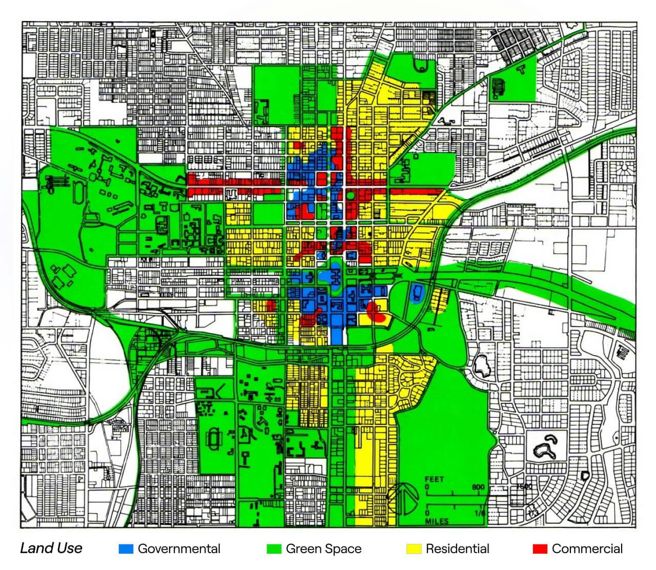 How will we zone digital cities? Example Land Use Map: Tallahassee Capitol Center, Urban Plan by Hisham N. Ashkouri for TAC. CC-BY-SA-2.5 (Cropped)